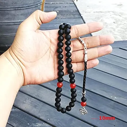 albasha Tasbih Black Frosted Agate Leather tassel muslim 33 66 99 prayer bead bracelets islamic men accessories eid gift