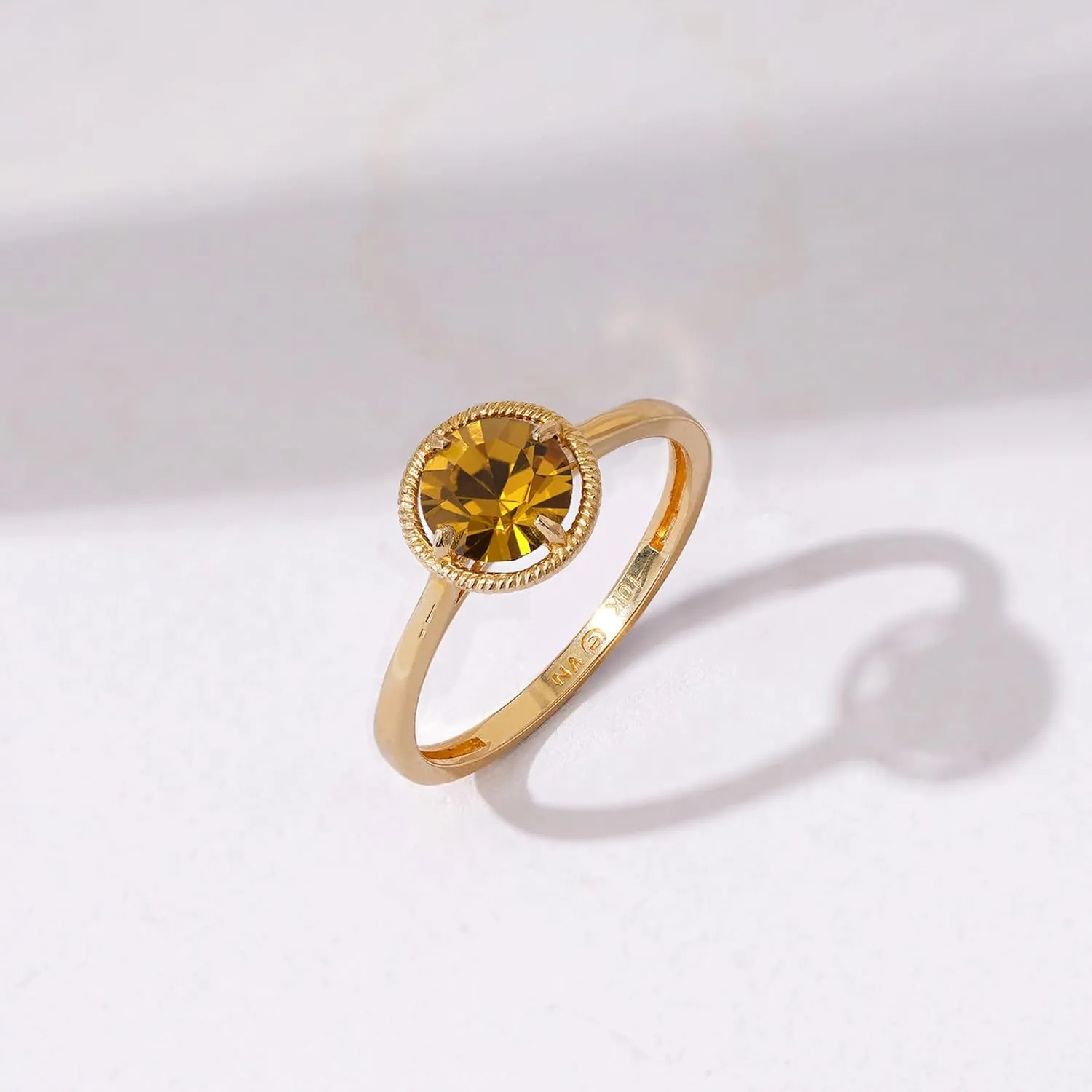 Amazon Essentials 10k Gold Imported Crystal March Birthstone Ring (previously Amazon Collection)