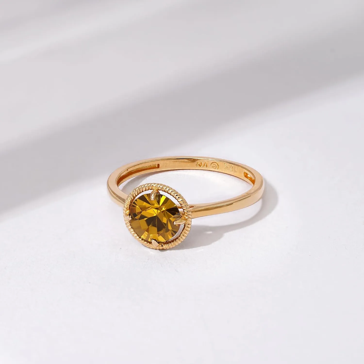 Amazon Essentials 10k Gold Imported Crystal March Birthstone Ring (previously Amazon Collection)