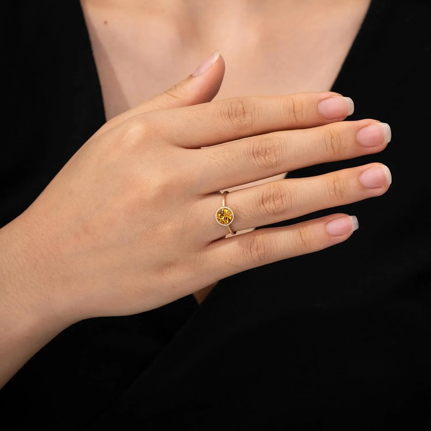 Amazon Essentials 10k Gold Imported Crystal March Birthstone Ring (previously Amazon Collection)