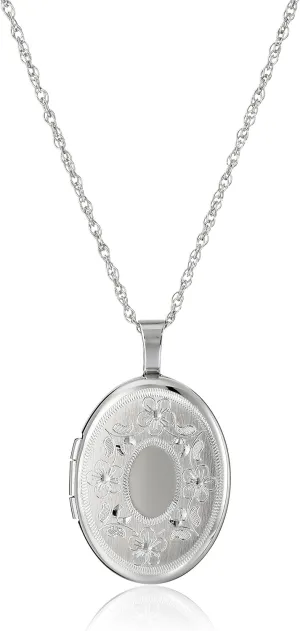 Amazon Essentials Oval Hand Engraved Locket Necklace, 18", (previously Amazon Collection)
