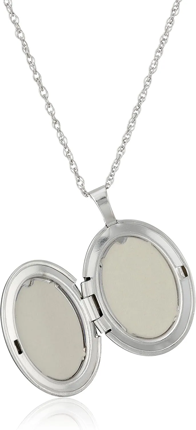 Amazon Essentials Oval Hand Engraved Locket Necklace, 18", (previously Amazon Collection)