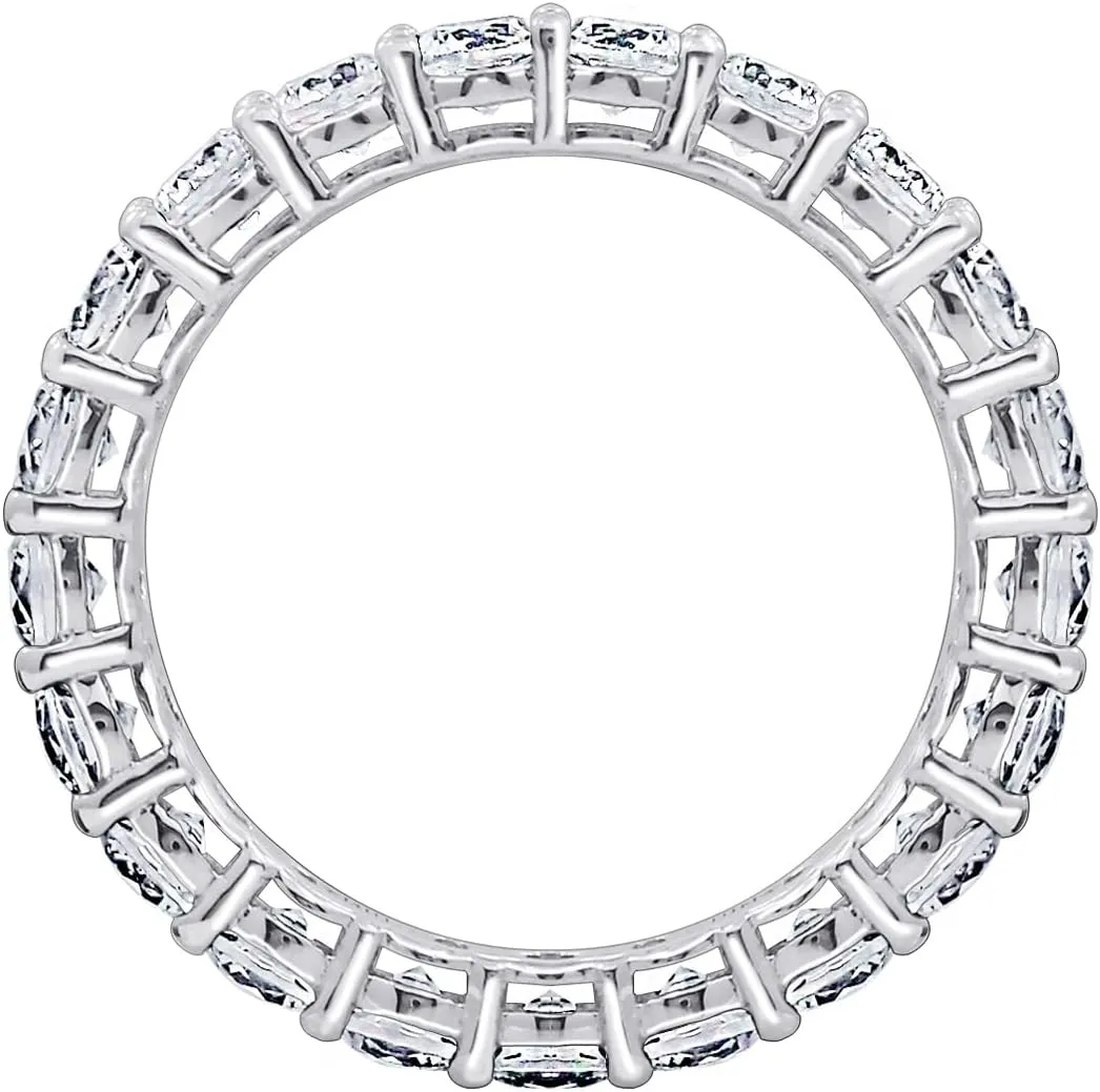 Amazon Essentials Platinum or Gold Plated Sterling Silver All-Around Band Ring set with Round Infinite Elements Cubic Zirconia (previously Amazon Collection)