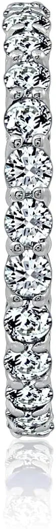 Amazon Essentials Platinum or Gold Plated Sterling Silver All-Around Band Ring set with Round Infinite Elements Cubic Zirconia (previously Amazon Collection)