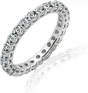 Amazon Essentials Platinum or Gold Plated Sterling Silver All-Around Band Ring set with Round Infinite Elements Zirconia , (previously Amazon Collection)
