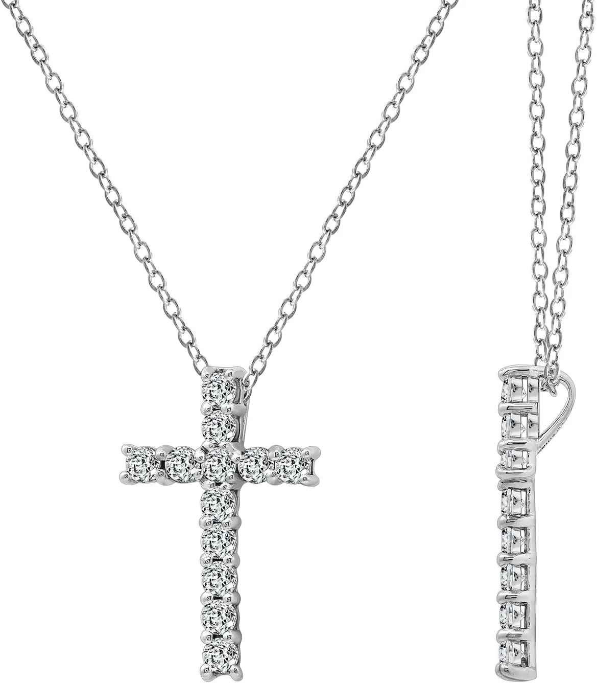 Amazon Essentials Platinum or Gold Plated Sterling Silver Cross Pendant Necklace with Infinite Elements Zirconia, 18" (previously Amazon Collection)