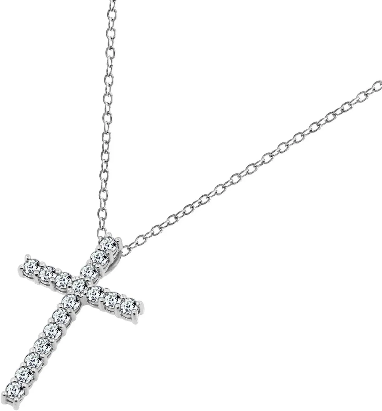 Amazon Essentials Platinum or Gold Plated Sterling Silver Cross Pendant Necklace with Infinite Elements Zirconia, 18" (previously Amazon Collection)