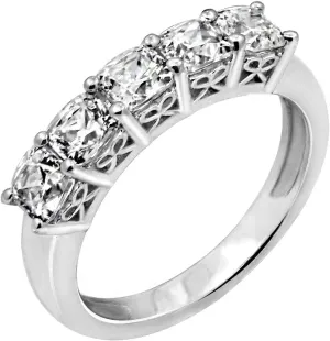 Amazon Essentials Platinum or Gold Plated Sterling Silver Fancy Cut 5-Stone Ring made with Infinite Elements Zirconia , (previously Amazon Collection)