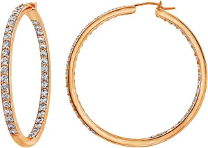 Amazon Essentials Platinum or Gold Plated Sterling Silver Inside-Out Hoop Earrings made with Infinite Elements Zirconia, (previously Amazon Collection)