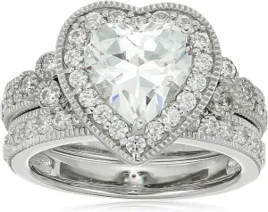 Amazon Essentials Platinum-Plated Sterling Silver Infinite Elements Cubic Zirconia Antique Ring, (previously Amazon Collection)