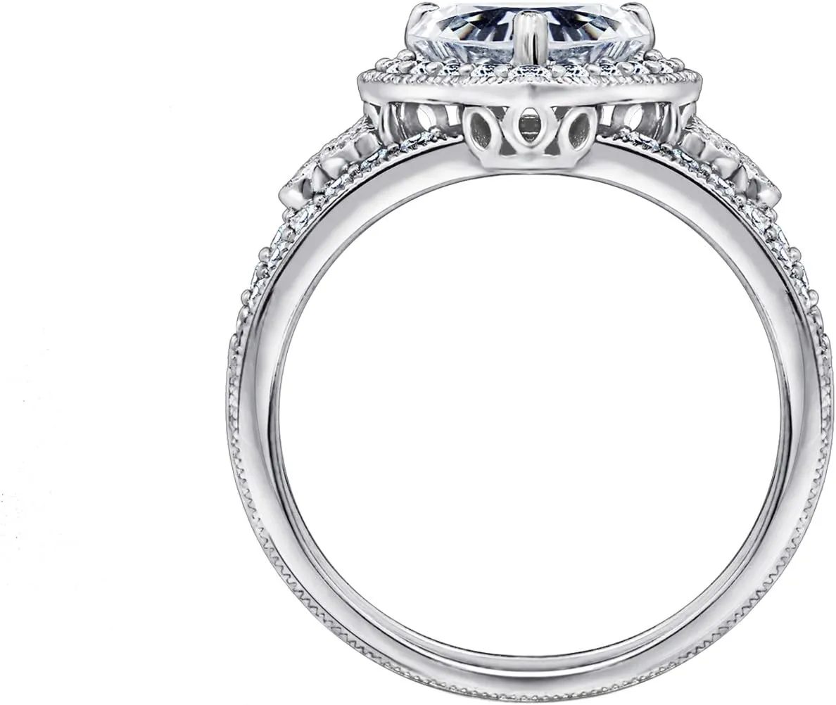 Amazon Essentials Platinum-Plated Sterling Silver Infinite Elements Cubic Zirconia Antique Ring, (previously Amazon Collection)