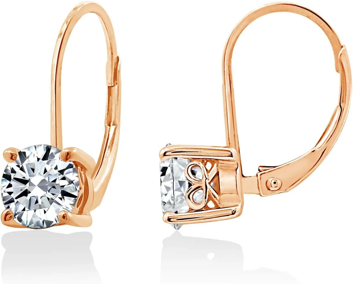 Amazon Essentials Platinum-Plated Sterling Silver Infinite Elements Zirconia Leverback Earrings (previously Amazon Collection)