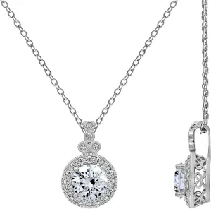 Amazon Essentials Platinum-Plated Sterling Silver Infinite Elements Zirconia Round-Cut Antique Pendant Necklace , (previously Amazon Collection)