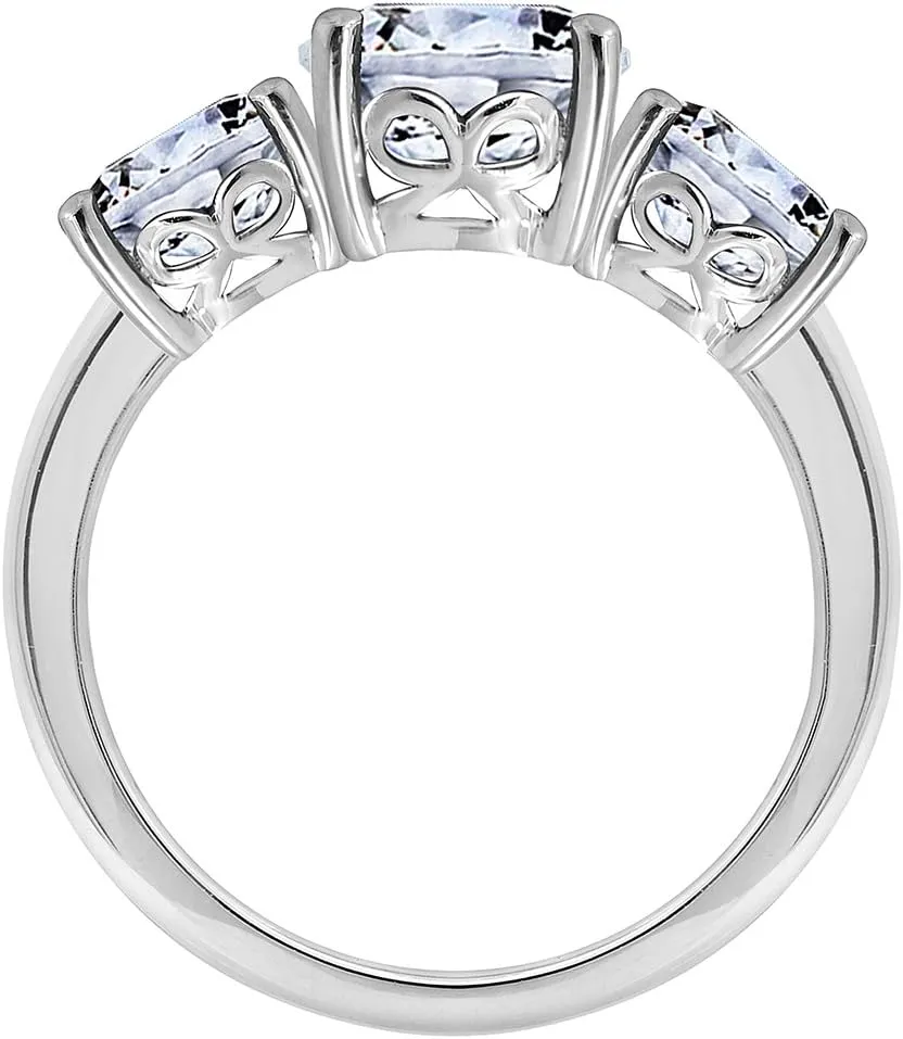 Amazon Essentials Platinum-Plated Sterling Silver Round 3-Stone Ring made with Infinite Elements Cubic Zirconia (4 cttw), Size 9, (previously Amazon Collection)