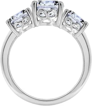 Amazon Essentials Platinum-Plated Sterling Silver Round 3-Stone Ring made with Infinite Elements Cubic Zirconia (4 cttw), Size 9, (previously Amazon Collection)