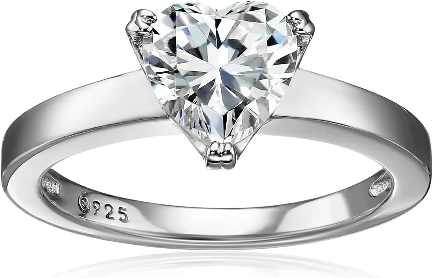 Amazon Essentials Sterling Silver Fancy Shape Solitaire Ring made with Infinite Elements Zirconia, (previously Amazon Collection)