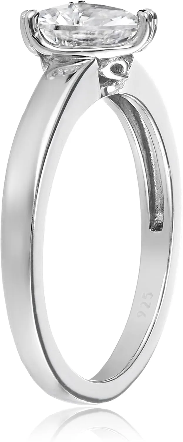 Amazon Essentials Sterling Silver Fancy Shape Solitaire Ring made with Infinite Elements Zirconia, (previously Amazon Collection)
