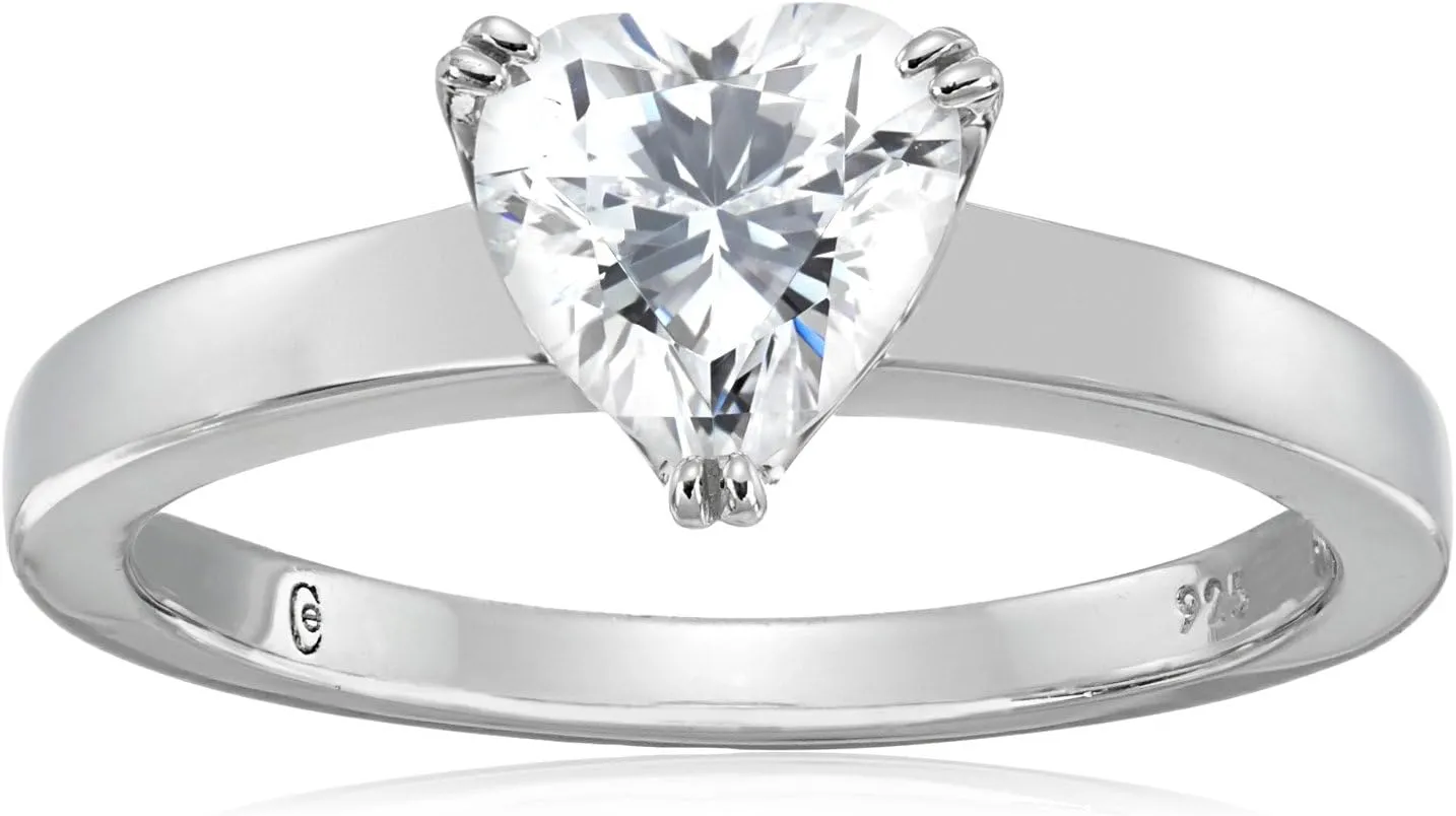 Amazon Essentials Sterling Silver Fancy Shape Solitaire Ring made with Infinite Elements Zirconia, (previously Amazon Collection)