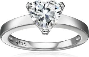 Amazon Essentials Sterling Silver Fancy Shape Solitaire Ring made with Infinite Elements Zirconia, (previously Amazon Collection)
