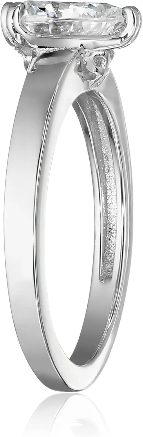 Amazon Essentials Sterling Silver Fancy Shape Solitaire Ring made with Infinite Elements Zirconia, (previously Amazon Collection)