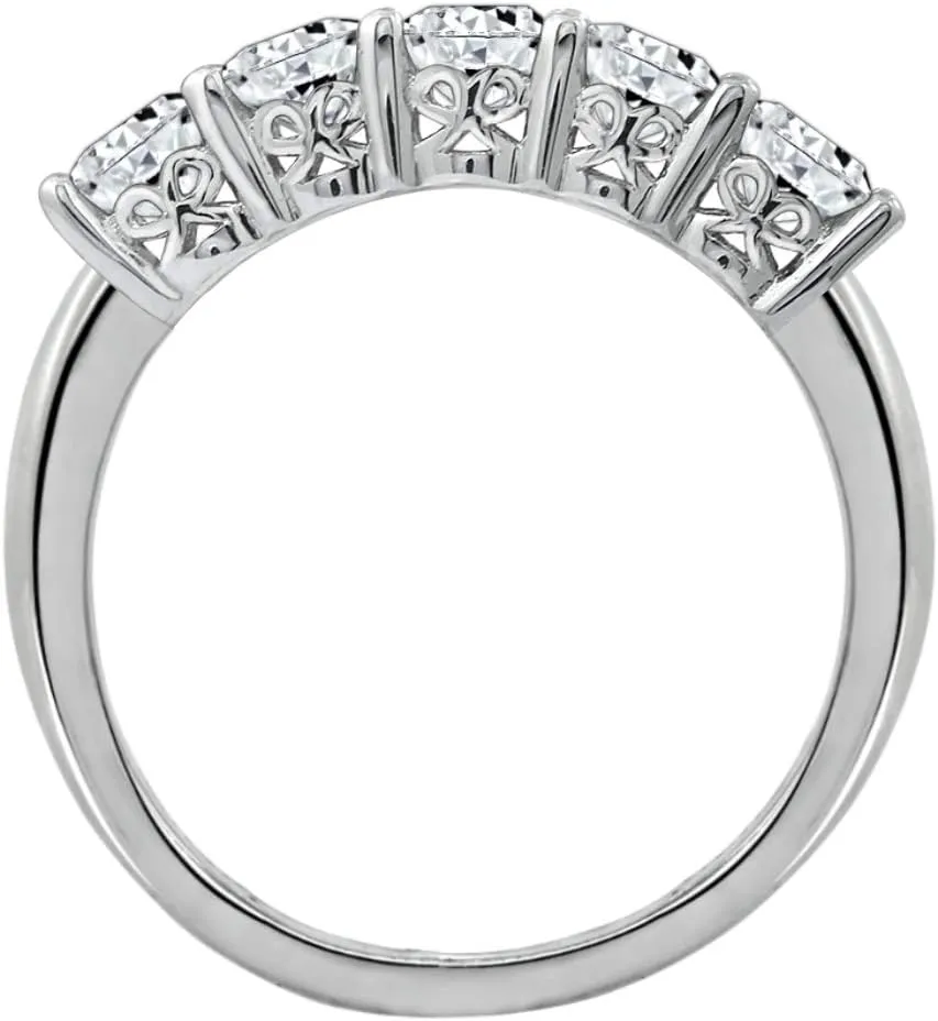 Amazon Essentials Sterling Silver Five-Stone Ring set with Round Cut Infinite Elements Cubic Zirconia (previously Amazon Collection)