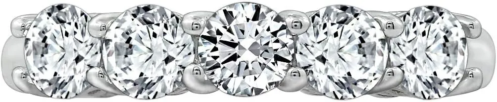 Amazon Essentials Sterling Silver Five-Stone Ring set with Round Cut Infinite Elements Cubic Zirconia (previously Amazon Collection)