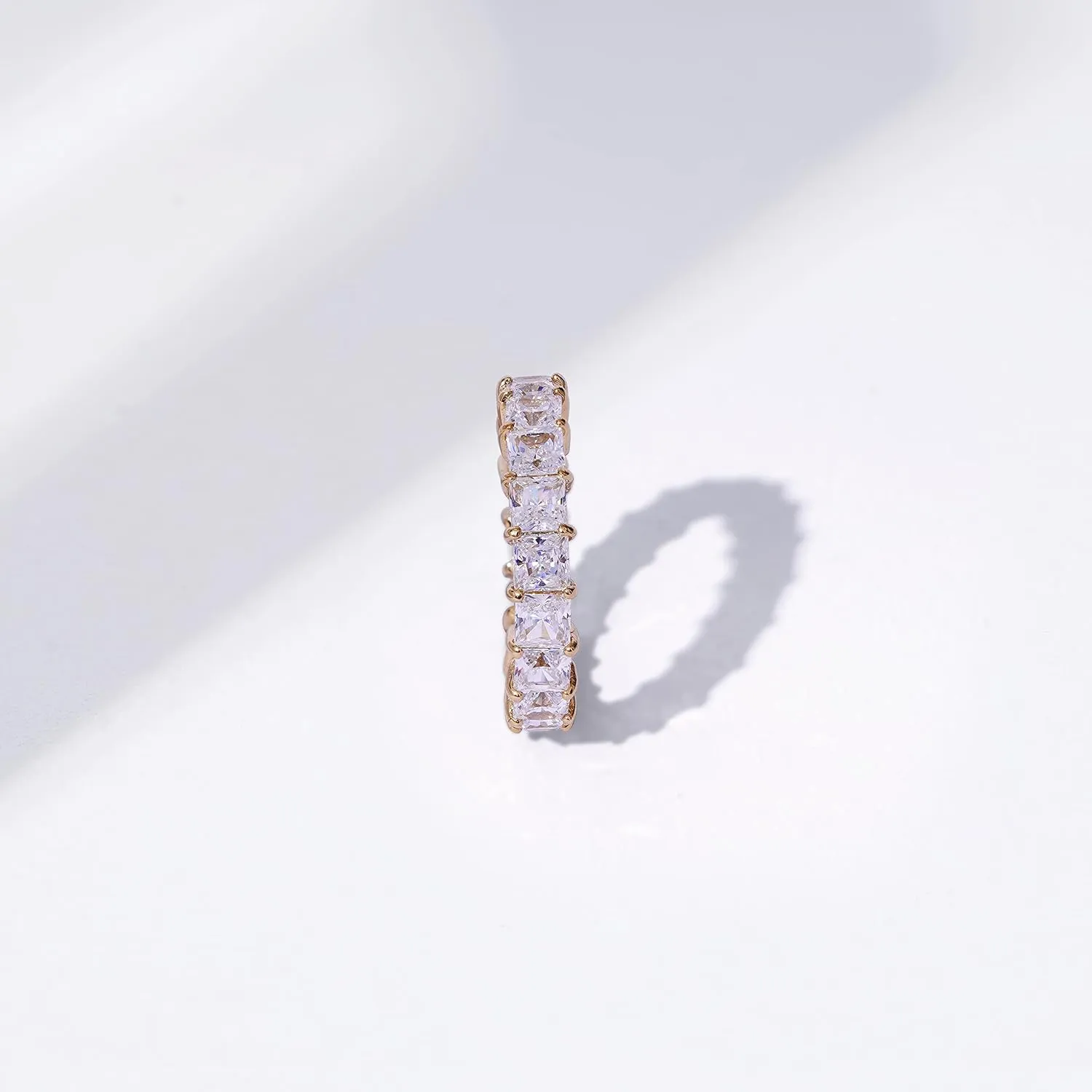 Amazon Essentials Sterling Silver Princess Cut All-Around Band Ring made with Infinite Elements Cubic Zirconia, (previously Amazon Collection)