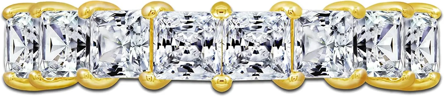 Amazon Essentials Sterling Silver Princess Cut All-Around Band Ring made with Infinite Elements Cubic Zirconia, (previously Amazon Collection)