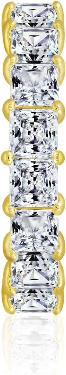 Amazon Essentials Sterling Silver Princess Cut All-Around Band Ring made with Infinite Elements Cubic Zirconia, (previously Amazon Collection)