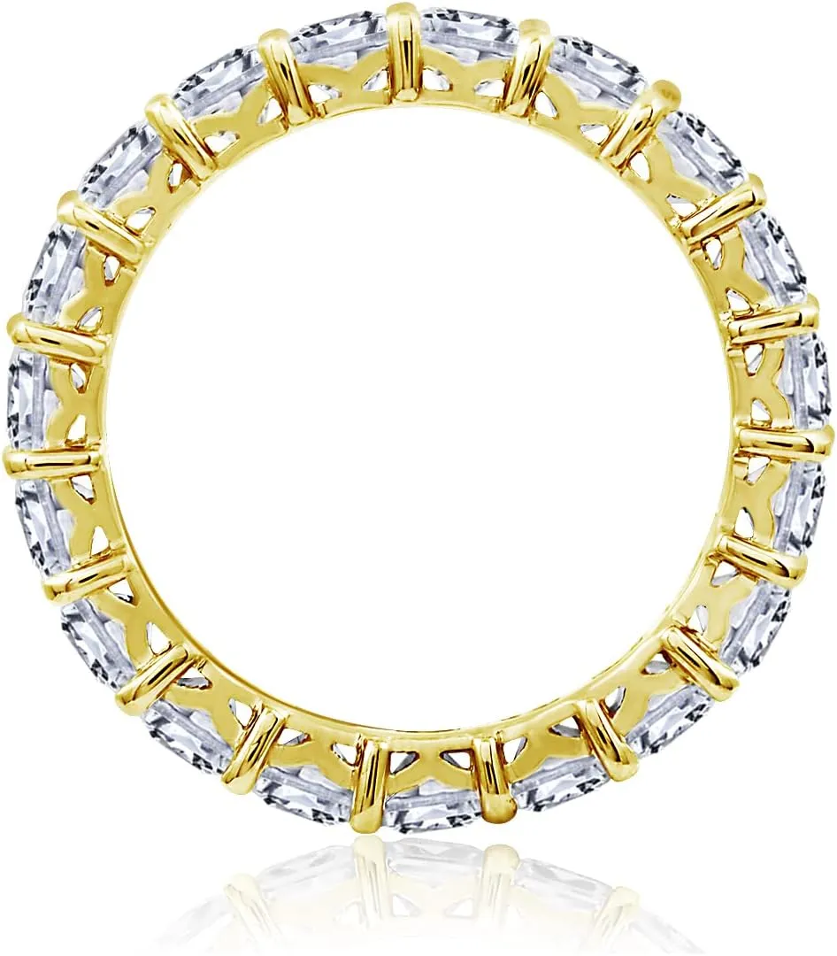 Amazon Essentials Sterling Silver Princess Cut All-Around Band Ring made with Infinite Elements Cubic Zirconia, (previously Amazon Collection)