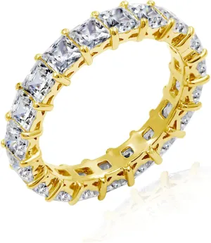 Amazon Essentials Sterling Silver Princess Cut All-Around Band Ring made with Infinite Elements Cubic Zirconia, (previously Amazon Collection)