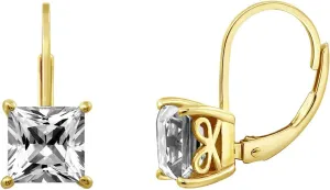 Amazon Essentials Sterling Silver Princess Cut Leverback Drop Earrings made with Infinite Elements Cubic Zirconia (previously Amazon Collection)