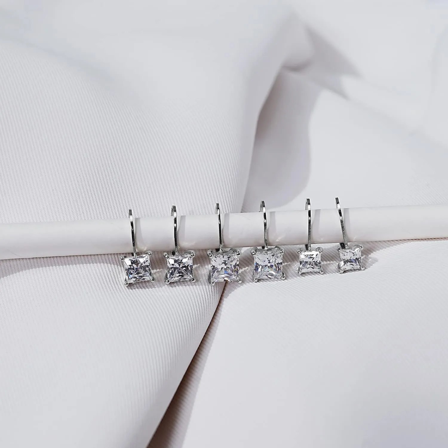 Amazon Essentials Sterling Silver Princess Cut Leverback Drop Earrings made with Infinite Elements Cubic Zirconia (previously Amazon Collection)