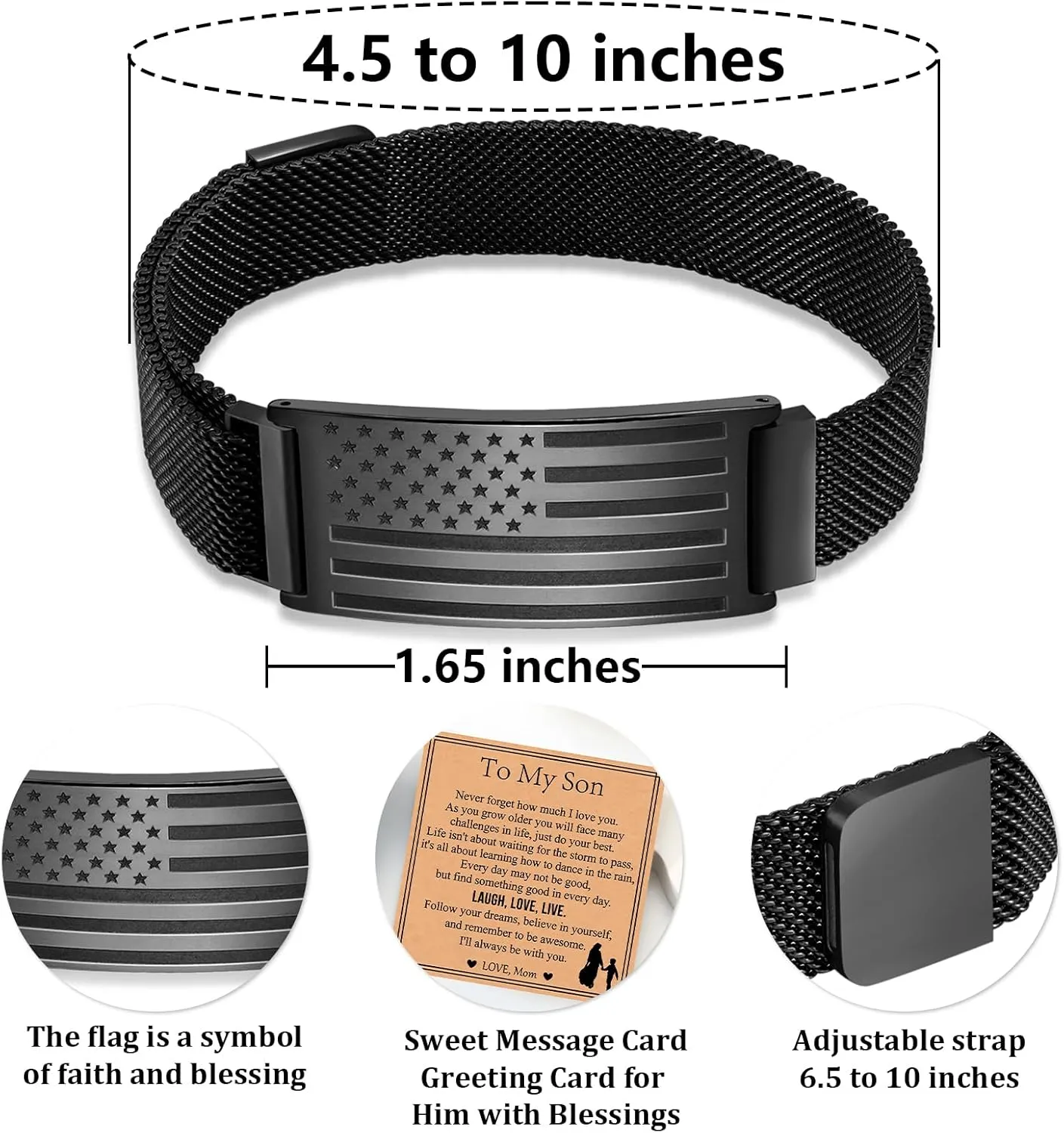 American Flag Bracelet for Men Dad Son Brother Boyfriend Husband,Stainless Steel Bracelets Jewelry Gift,2025 Graduation Gifts for Men Him Dad
