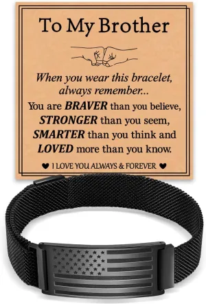 American Flag Bracelet for Men Dad Son Brother Boyfriend Husband,Stainless Steel Bracelets Jewelry Gift,2025 Graduation Gifts for Men Him Dad