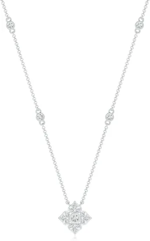 Angara Natural Round Diamond Clover Station Necklace in 14K Solid Gold/Platinum | April Birthstone, Birthday, Engagement, Anniversary, Wedding Jewelry Gift for Women