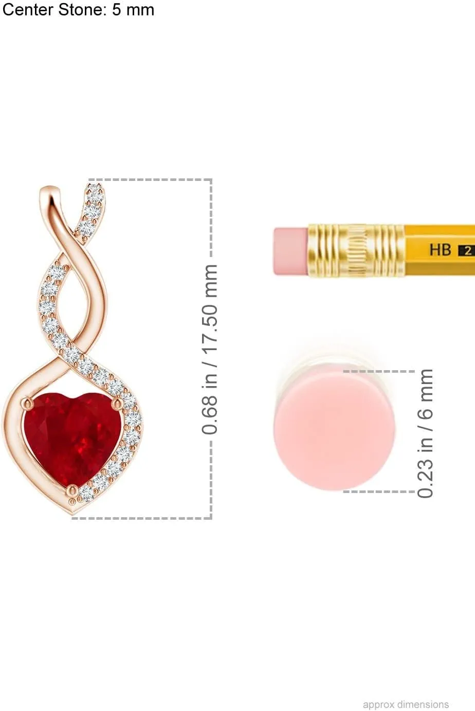 Angara Natural Ruby Infinity Heart Pendant with Diamonds in Silver / 14K Solid Gold/Platinum | July Birthstone, Birthday, Engagement, Anniversary, Wedding Jewelry Gift for Women
