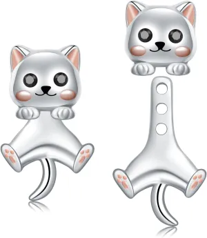 Animal Jacket Earrings for Womens 925 Sterling Silver Axolotl Pug Cat Goat Earrings Cute 3D Earrings Jacket Hypoallergenic