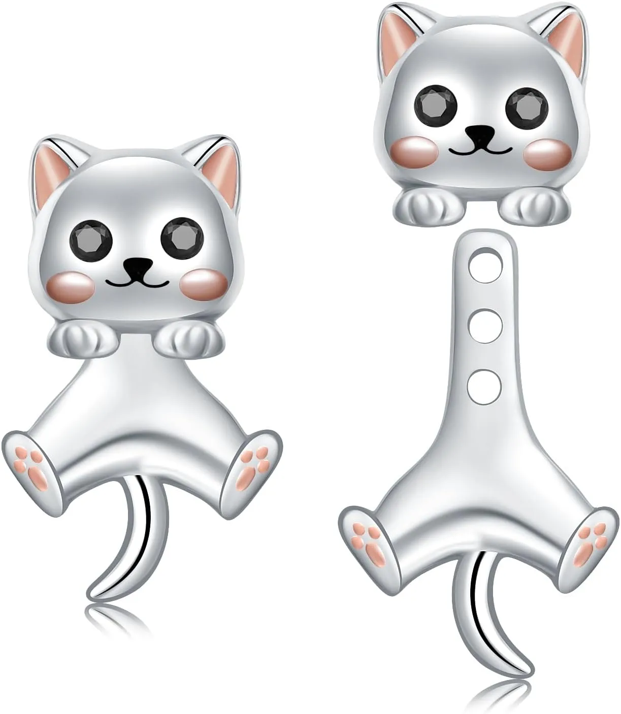 Animal Jacket Earrings for Womens 925 Sterling Silver Axolotl Pug Cat Goat Earrings Cute 3D Earrings Jacket Hypoallergenic