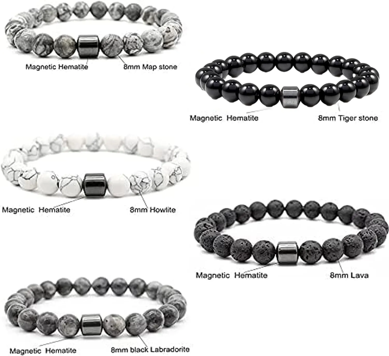 Anti Smoking Bracelet for Women Men, 3 PCS Quit Smoking Bracelet, Adjustable Anti Anxiety Nature Stone Bracelet Smoking Cessation Bracelets