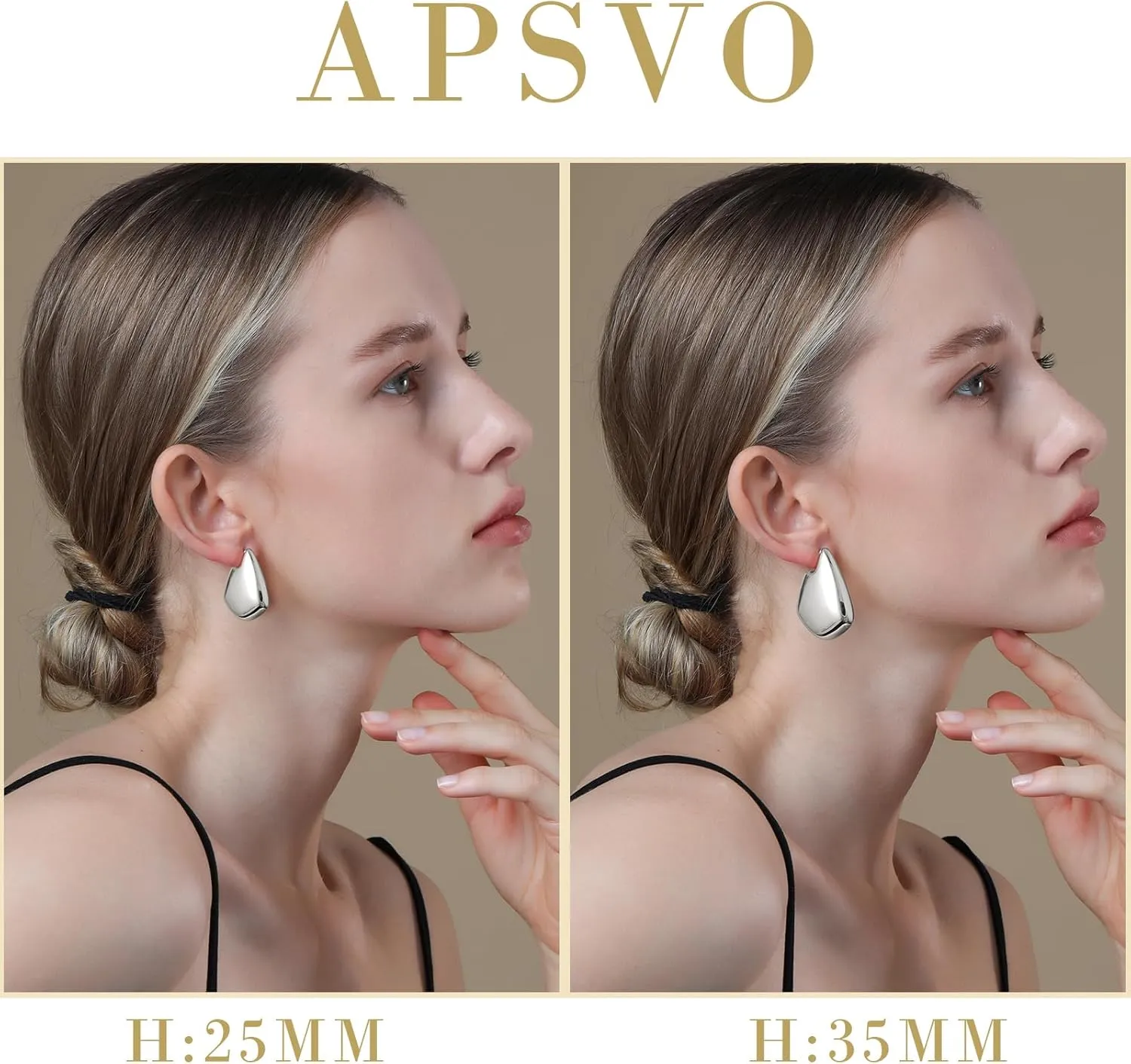 Apsvo 25/35mm Earrings Dupes for Women, Chunky Gold Hoop Earrings, Hypoallergenic Lightweight Hollow Open Teardrop Earring Trendy Jewelry