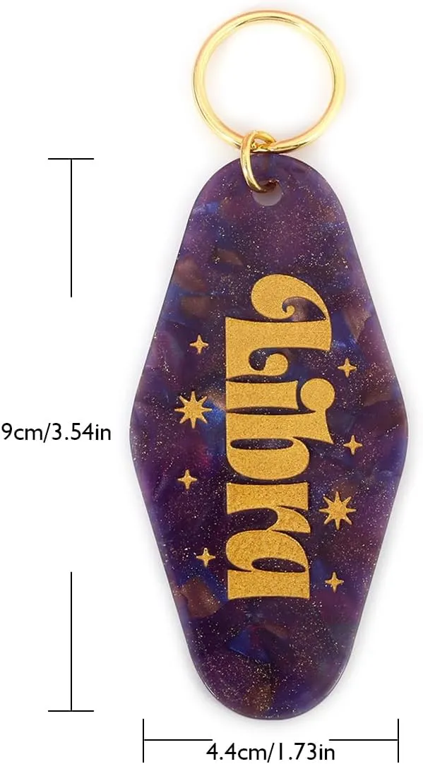 Astrological Leo Zodiac Sign Acrylic Keychain with Gold Stars