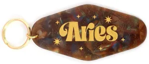 Astrological Leo Zodiac Sign Acrylic Keychain with Gold Stars