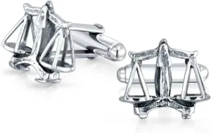 Attorney Legal Judge Lawyer Scales Of Justice Libra Shirt Cufflinks For Men Executive Gift Oxidized .925 Sterling Silver Bullet Hinge Back