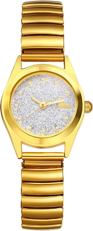 Avaner Women's Elastic Strap Watches: Stretch Band Easy Reader Gold Bangle Quartz Wristwatch