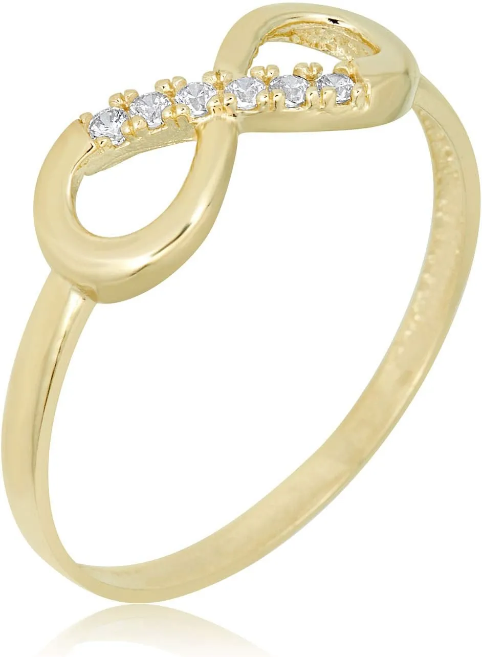 AVORA 10K Gold Simulated Diamond CZ Infinity Fashion Ring