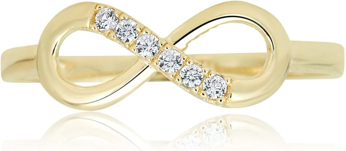AVORA 10K Gold Simulated Diamond CZ Infinity Fashion Ring