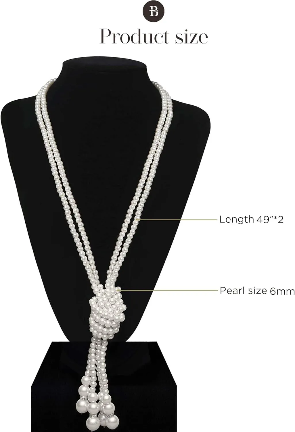 BABEYOND Long Pearl Necklace Faux Pearls Necklace Set Beaded Long Pearls Necklace 1920s Gatsby Costume Jewelry