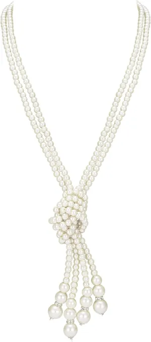 BABEYOND Long Pearl Necklace Faux Pearls Necklace Set Beaded Long Pearls Necklace 1920s Gatsby Costume Jewelry