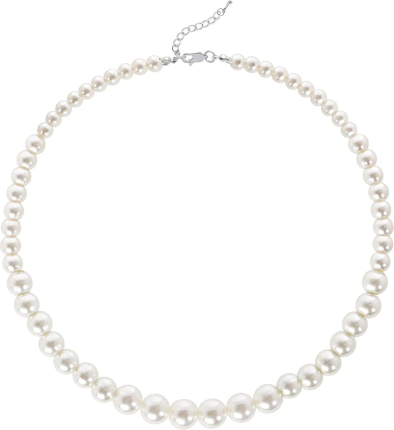 BABEYOND Round Imitation Pearl Necklace Wedding Pearl Necklace for Brides (Diameter of Pearl 6-12mm)